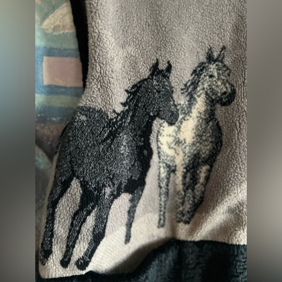 Vintage Danielle Nault Sherpa Horses Zip-up Sweater Vest - Picture 2 of 10